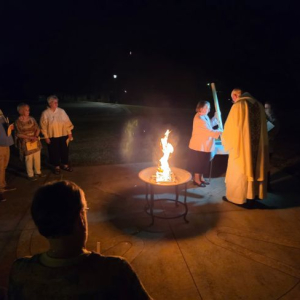 The new fire and Paschal candle The new fire and Paschal candle
